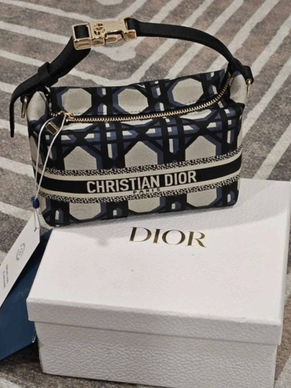 CHRISTIAN DIOR DiorTravel Nomad Pouch Oblique Navy Canvas Italy Box And Dust Bag - Picture 3 of 15